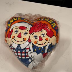 Raggedy Ann and Andy Vintage NEW 1970s Pillow 