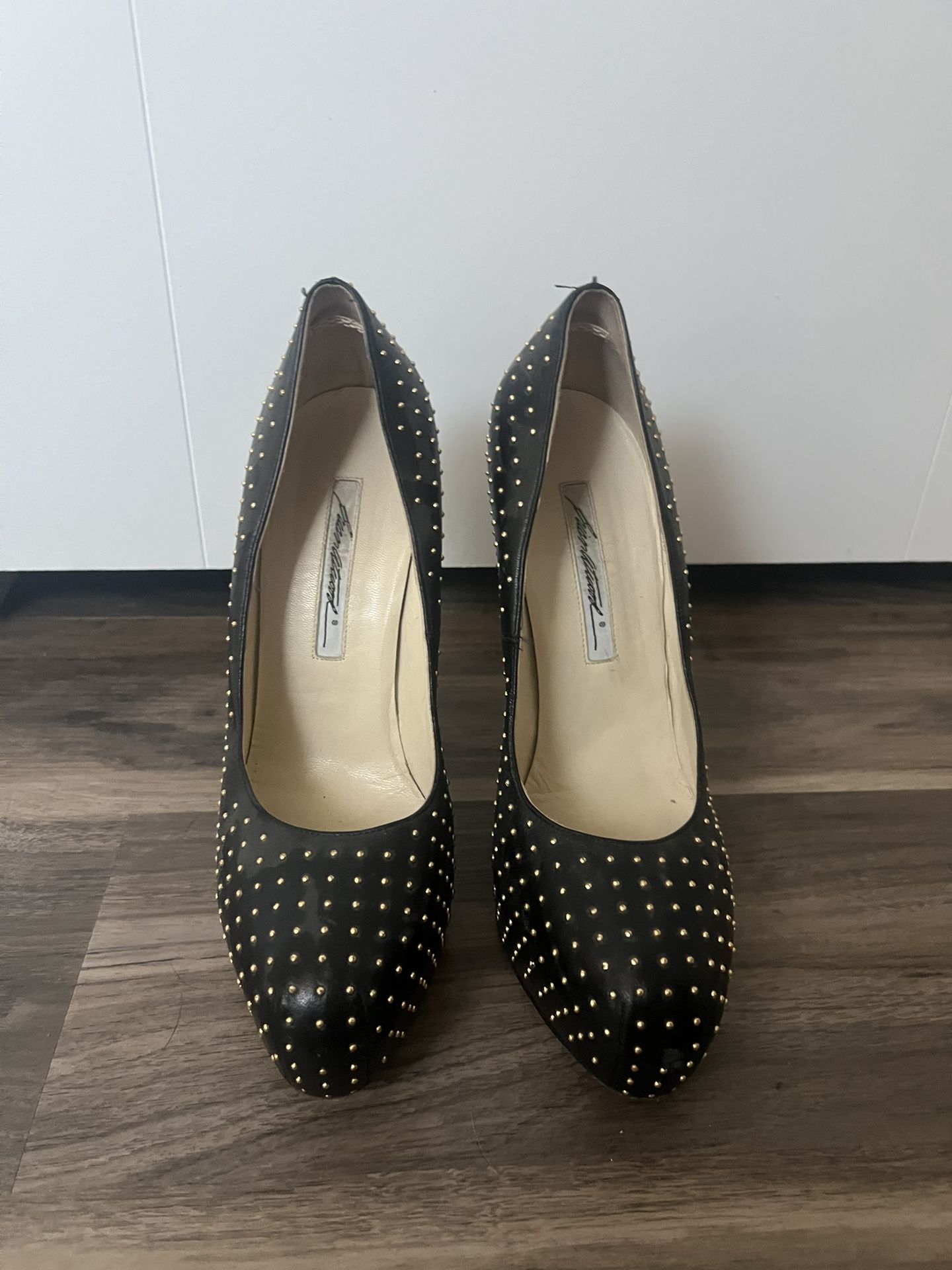 Brian Atwood Black And Gold Studded Heels Size 40