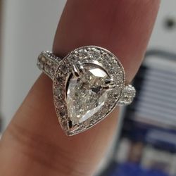 2.50 Carat Pear Shape F Si2 Halo Diamond Ring Hurry!!