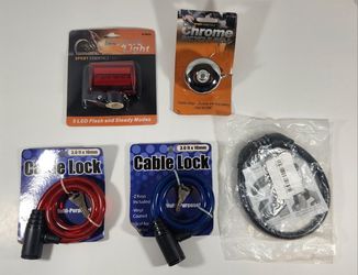 LOT OF 5 NEW BICYCLE LOCKS AND ACCESSORIES 