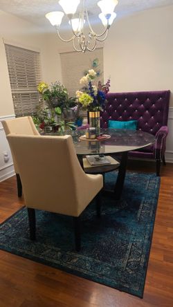 dining table and chairs also a bench