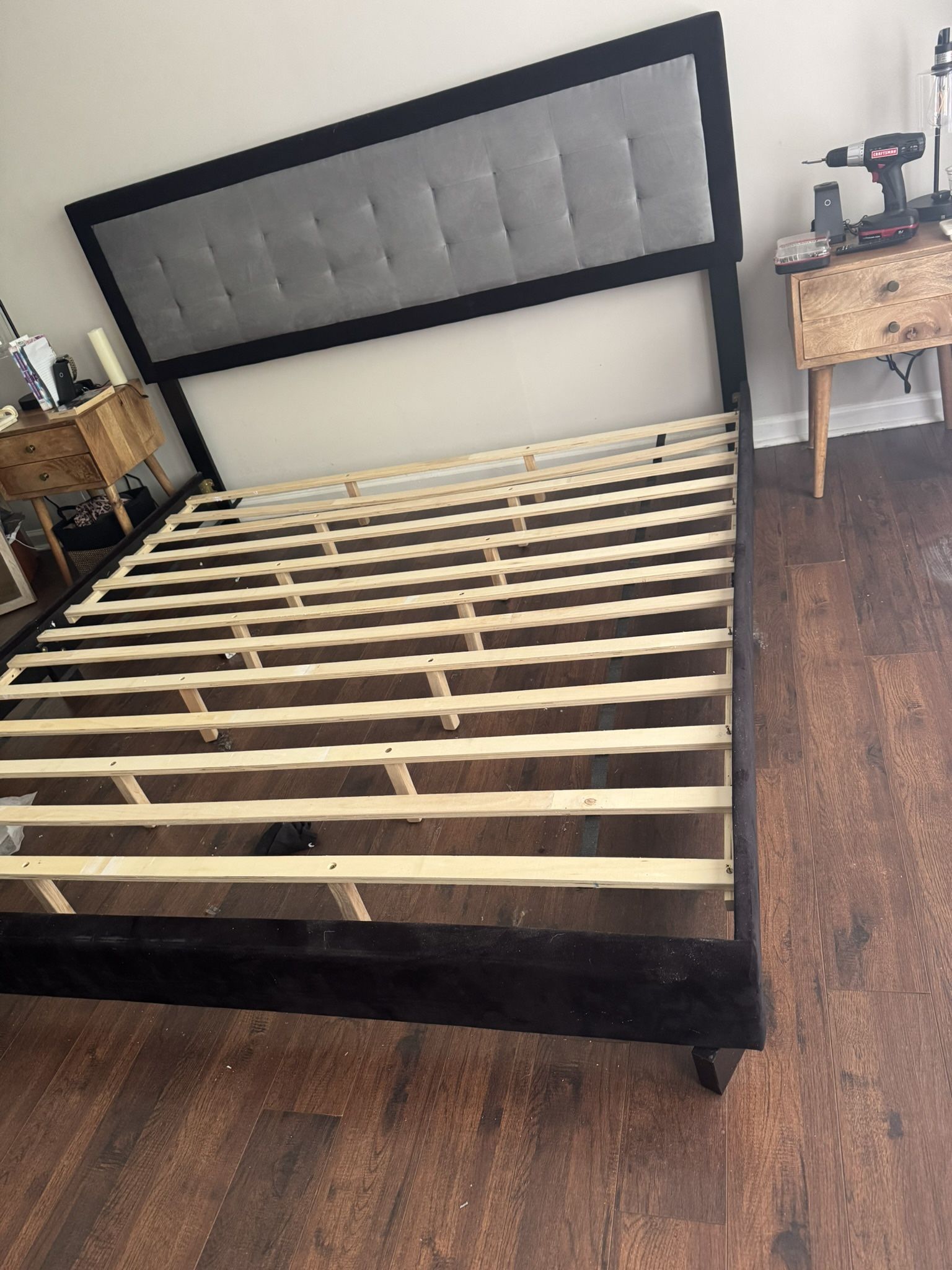 Black King Bed Frame King Box Spring And King Foam Mattress 