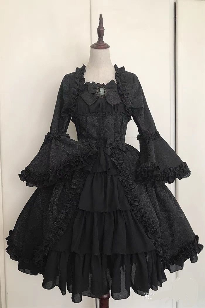 Black Gothlic Lolita Midi dress