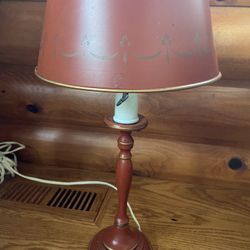 Toleware Metal Table Lamp Orange Vintage Single Bulb