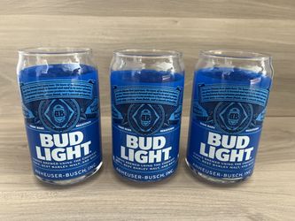 Bud light Glass Tumbler Set 16oz Blue & Clear Beer Can Style  