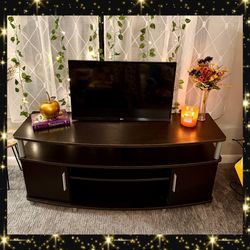 Contemporary Black TV stand With shelves And  Storage 