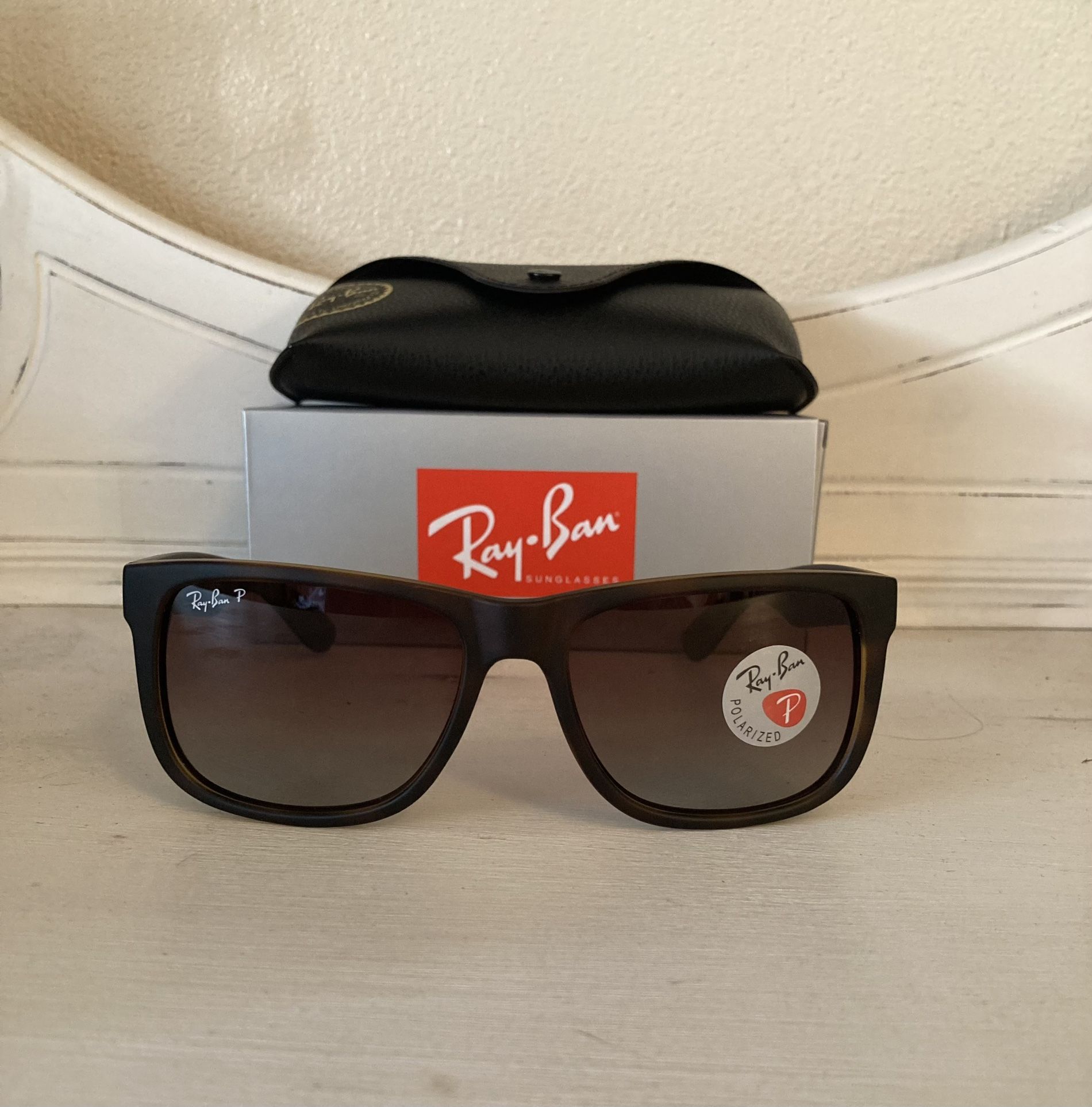 New RayBan Brown Polarized Justin Sunglasses With Original Rayban Packaging