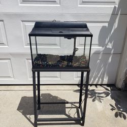 Fish Tank Aquarium With Stand , Light,  Filter , And Gravel 