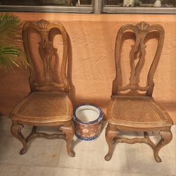 Wood Chairs With Cane Seat (2 available) 