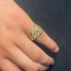 14k Gold Mens Nugget Ring 
