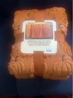 Costco Halloween Pumpkin Faux Fur Throw Blanket