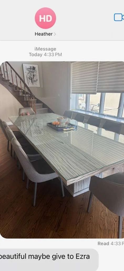 Contemporary Gray Wood-Grain Dining Table