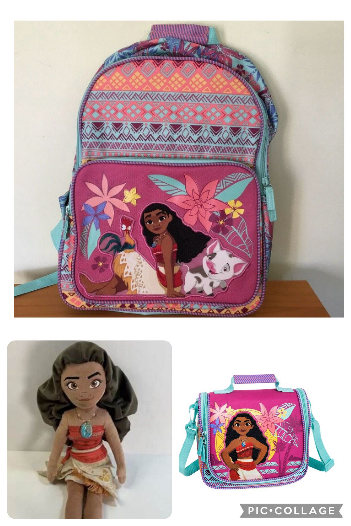 Brand New Moana Bagpack, Lunch pail and Stuffed Toy