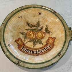 Vtg. C.A.F.F. Gubbio Italy Handmade & Painted Ceramic Bowl Mandarino