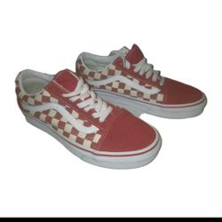 Vans Womens Shoes Size 7.5 Old Skool  Checkerboard Racing Red White SuedeM 5.5