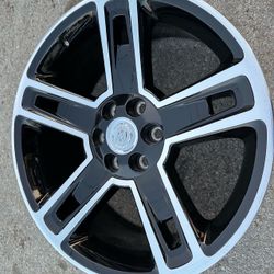 Only 2 Wheels available 22” Black Carbon Chevy Wheel 22 GM Rim Factory original Stock take Off Silverado Tahoe Yukon Sierra Denali Cadillac Escalade O