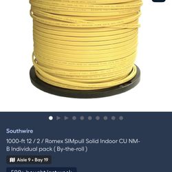 Southwire 1000-ft 12 / 2 / Romex SIMpull Solid Indoor CU NM-B Individual pack ( By-the-roll )