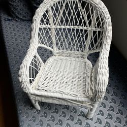 White Wicker Doll Chair