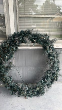 Large Artificial Christmas Wreath with Lights
