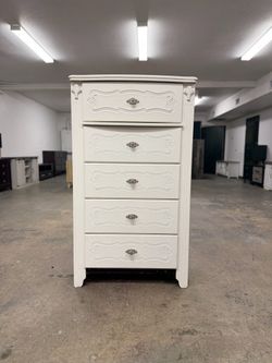 Tall White 5 Drawer Dresser Chest