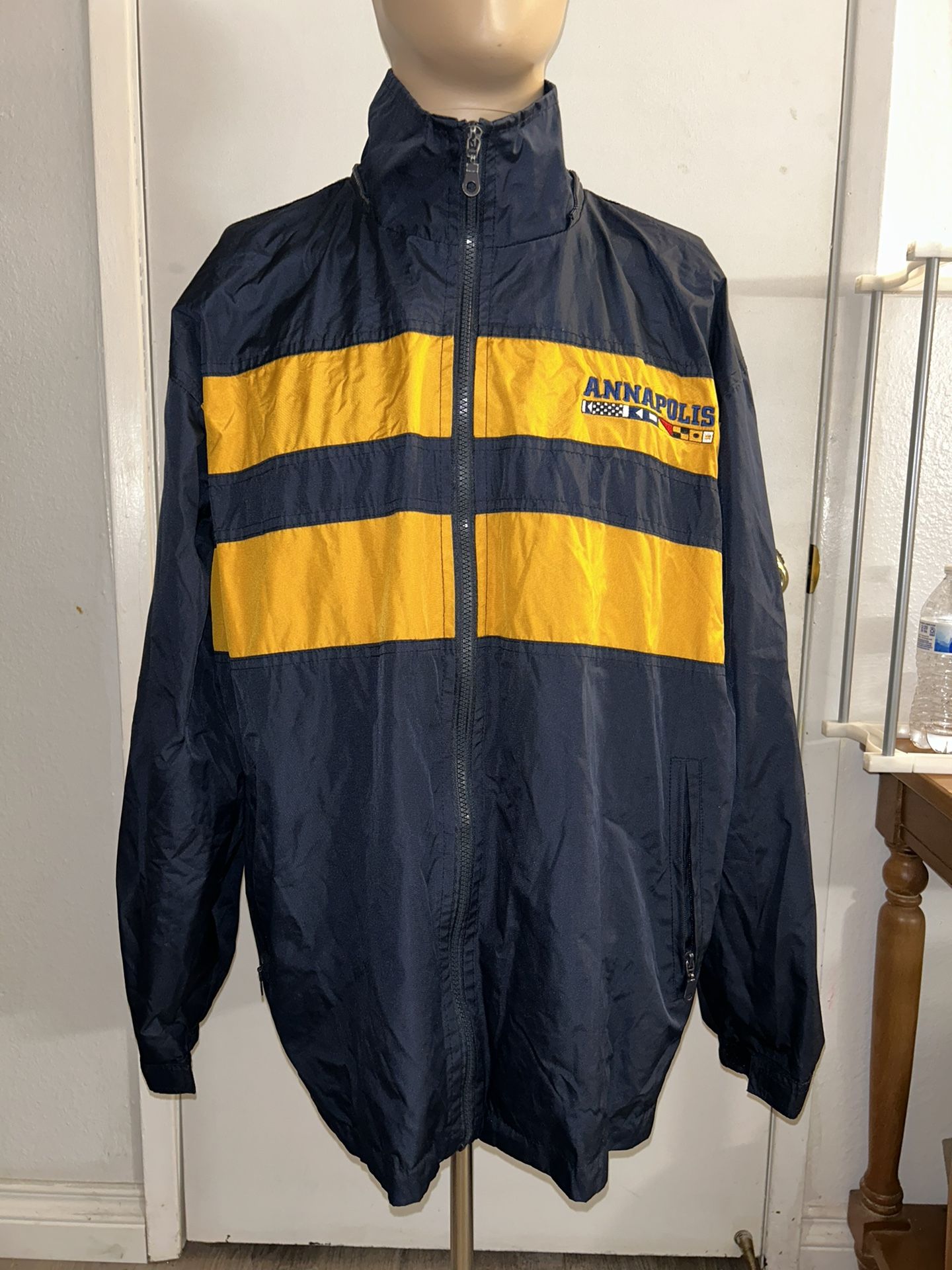 Vintage Cheneral Mens Annapolis Made In USA Jacket Full Zip Coat Dark Blue Sz L