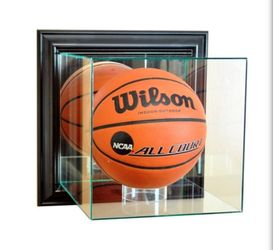Basketball Display Case with the Denver Nuggets Logo.