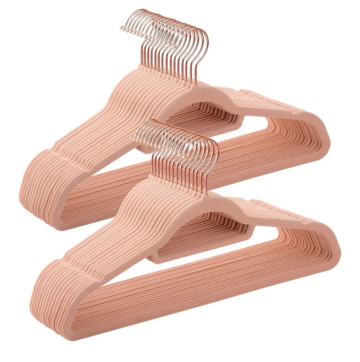 SONGMICS Velvet Hangers Clothes Hanger with Rose Gold Swivel Hook Set of 30 - Pink