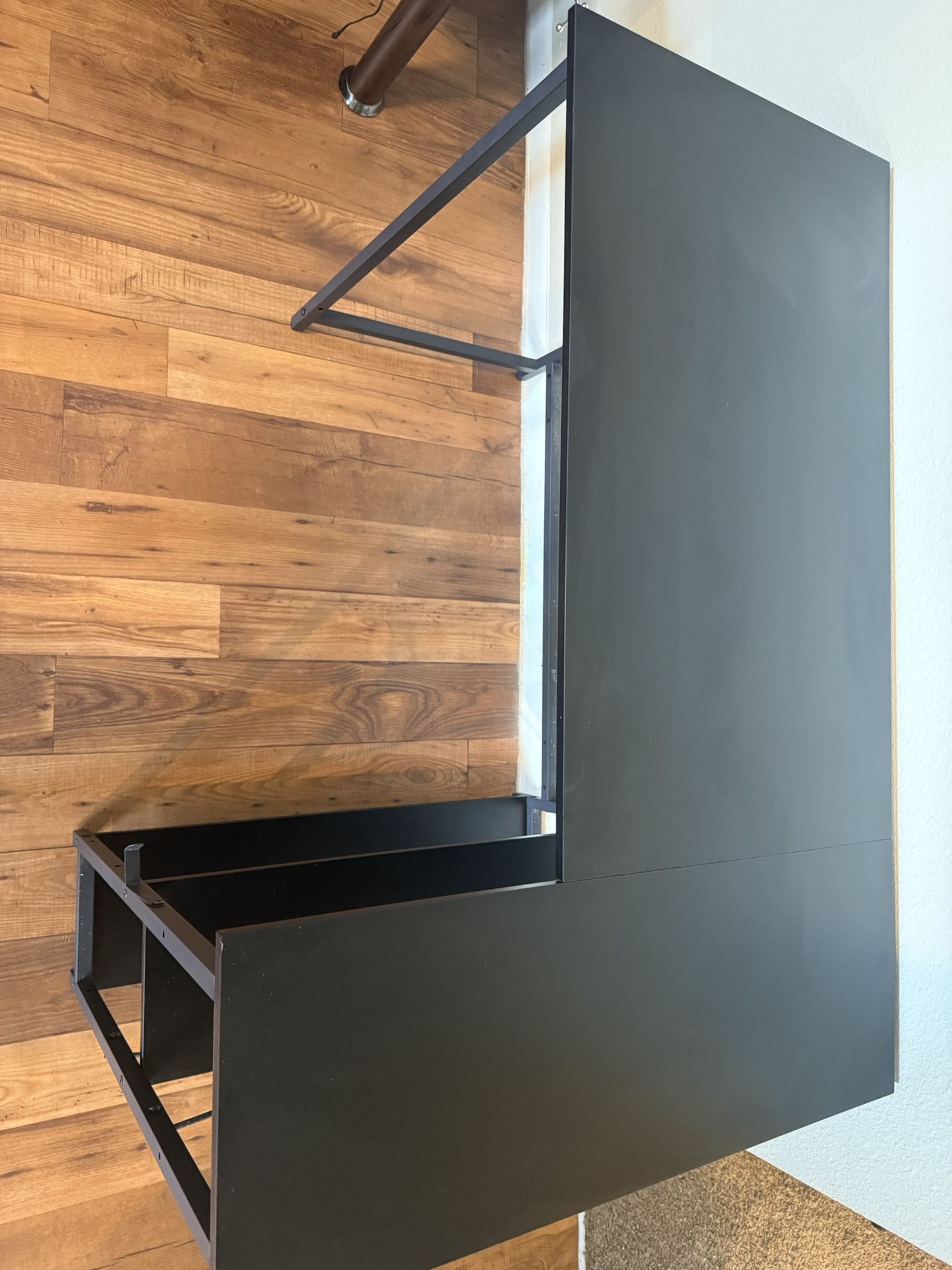 Modern Black L-Shaped Desk with Shelves – Excellent Condition