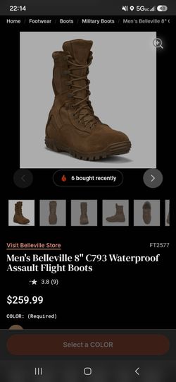 Men's Belleville 8" C793 Waterproof Assault Flight Boots