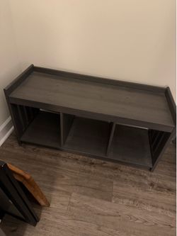Dark Gray Entryway Storage Bench