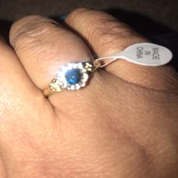 Tibetan silver and  a blue jammed ring brand new in package size 8