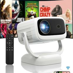 [Electric Focus & IPX5 Dustproof] Projector with WiFi and Bluetooth, Native 1080P Portable Mini Projector 4K Support
