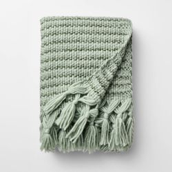 Threshold Green Woven Yarn Blanket