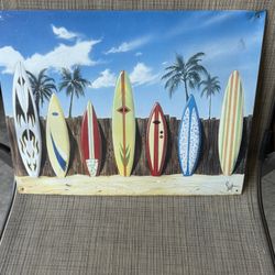 Scott Westmoreland Lined Up Surf Boards Metal Sign Tin Vintage Beach Sand Pool