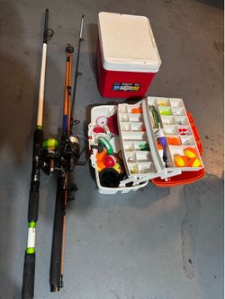 Fishing poles and tackle box