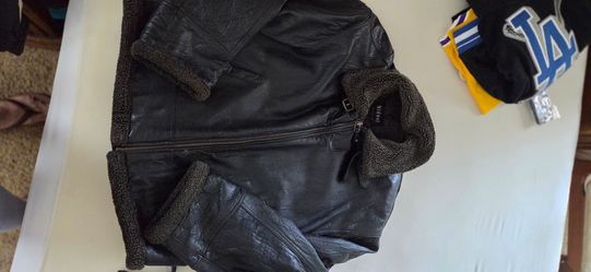 Men brown leather jacket