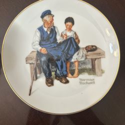 Norman Rockwell Collectible Cups And One Plate