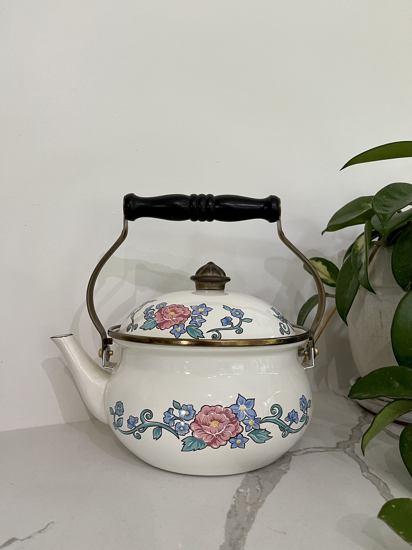Floral Enamel Teapot 