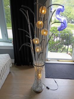 Silver beaded floor lamp