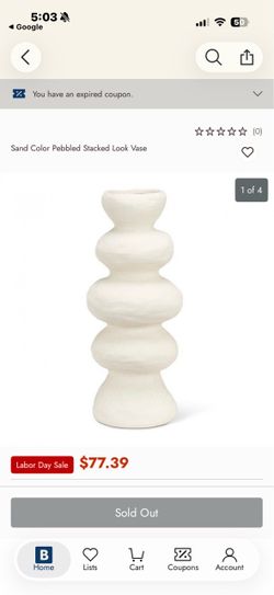 Sand Color Pebbled Stacked Look Vase