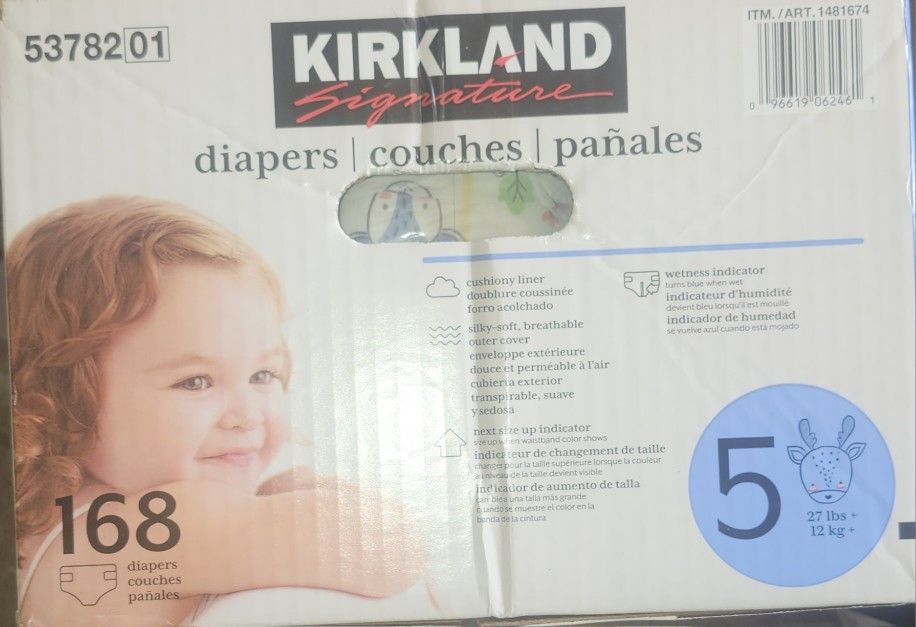 Kirkland Diapers Size 5. 168 Count