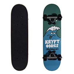 22 Inch skateboard with a thick, durable 9-ply maple wood deck and rounded edges