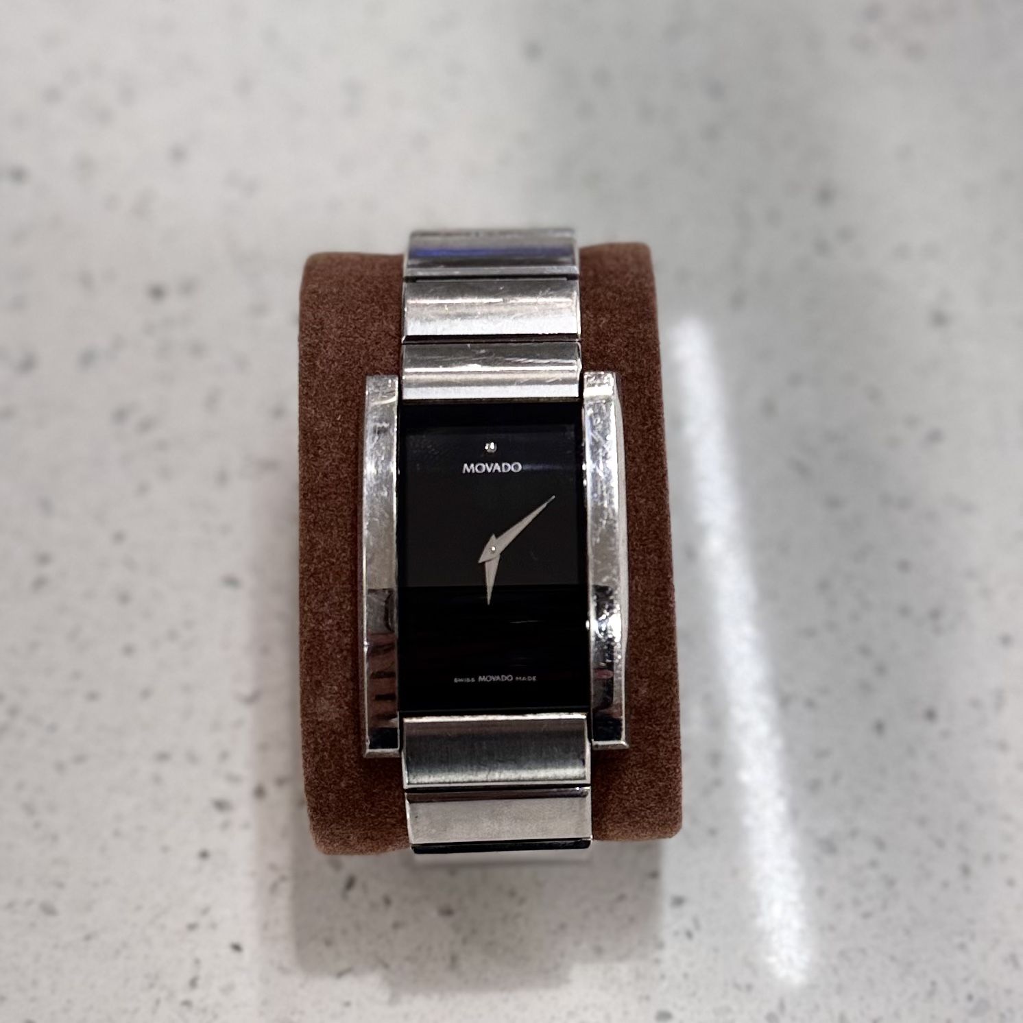 Movado Museum Rectangular Men’s Watch- 84.G4.1450- Black Dial, Stainless Steel