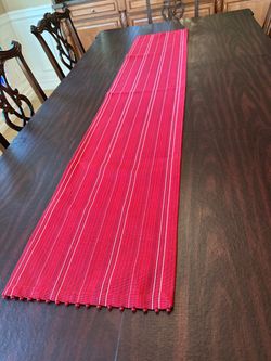 Red Beaded Christmas Table Runner