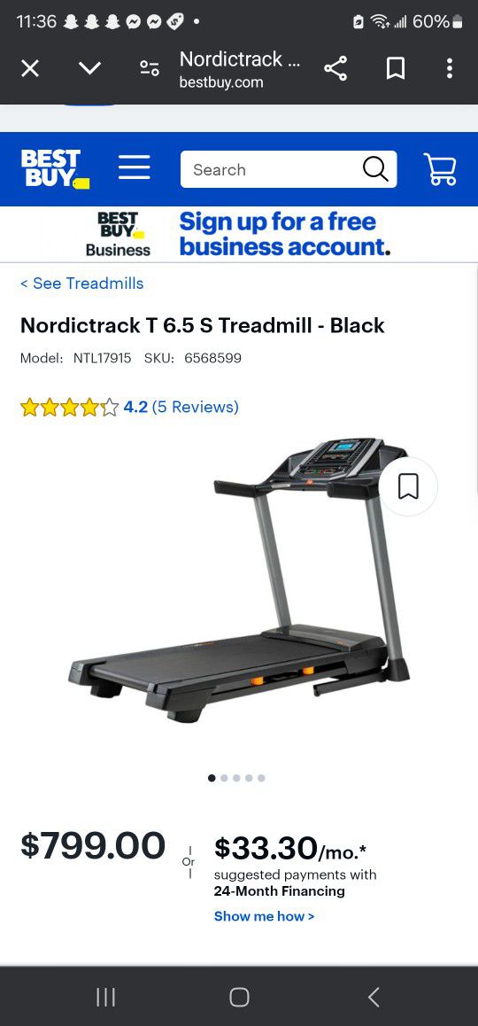 Nordictrack T 6.5 S Treadmill - Black New In Box