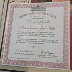 Vintage Porcelain Dolls With Certificates of Authenticity