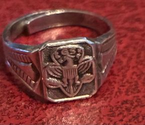 Size adjustable, Vintage 1950 Girl Scout Ring Sterling Silver, stamped sterling