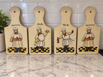 Set of 4 Decorative Chef Cutting Board Wall Plaques