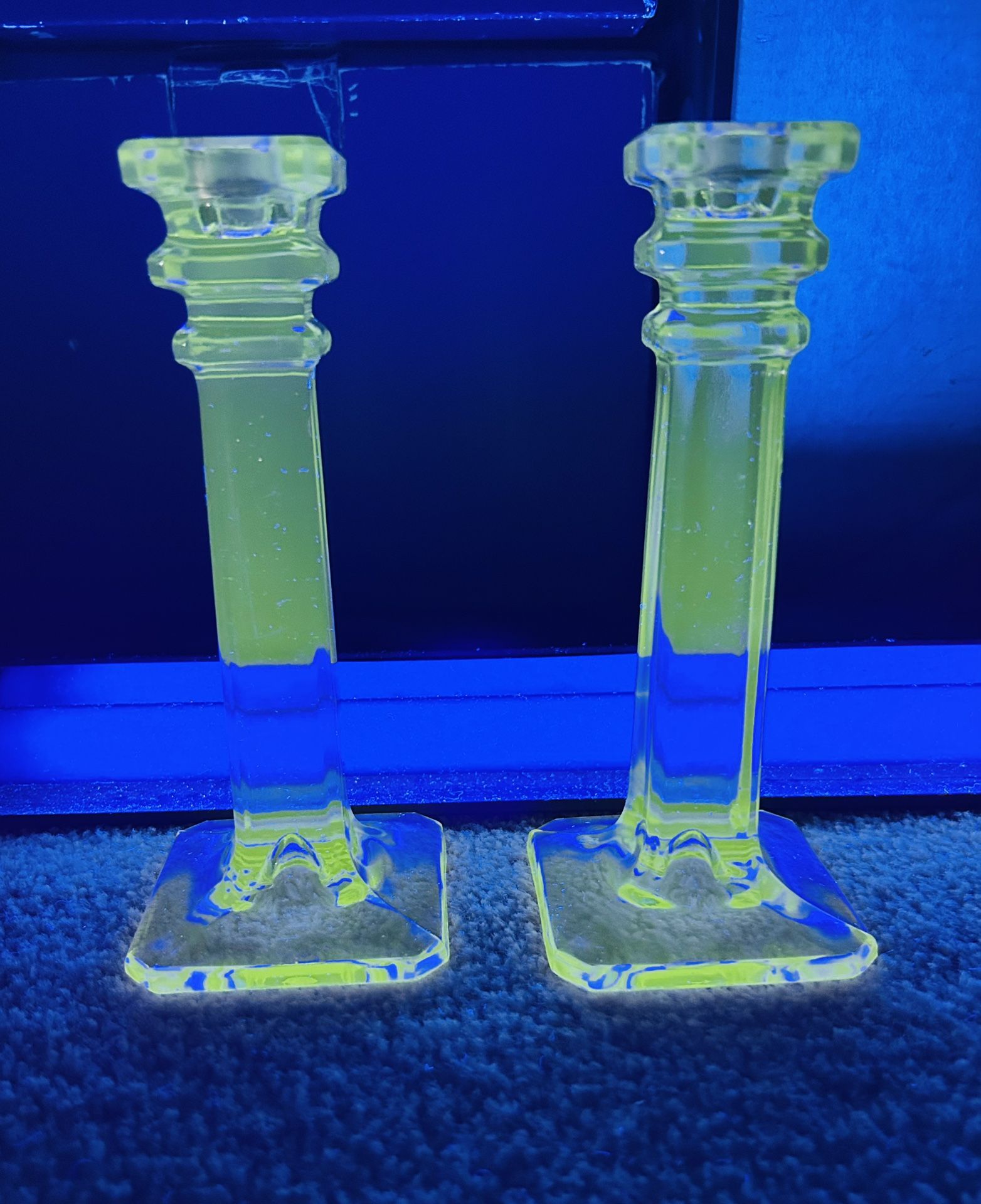 Westmoreland Pillar Candlesticks (Manganese Glow)