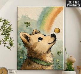 Cute Dog St. Patrick's Day Canvas Wall Art Poster